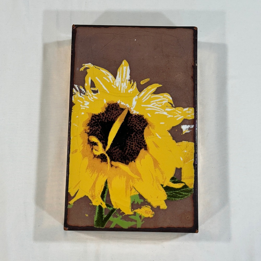 Houston Llew Spiritile 095 Day to Come Sunflower Glass on Copper Art Cottagecore